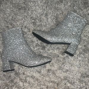 Silver sequin ankle boots